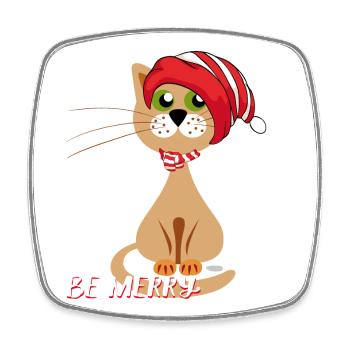sois Joyeux Chat de Noël - Magnet carré - blanc - Devant