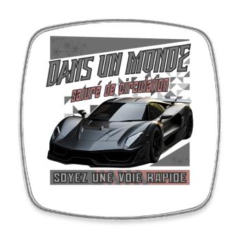 Dans un monde de vitesse automobile - Magnet carré - blanc - Devant