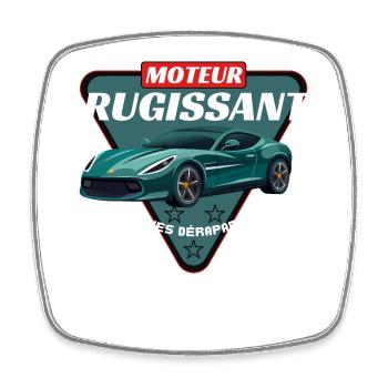 Moteur Rugissant Car - Magnet carré - blanc - Devant