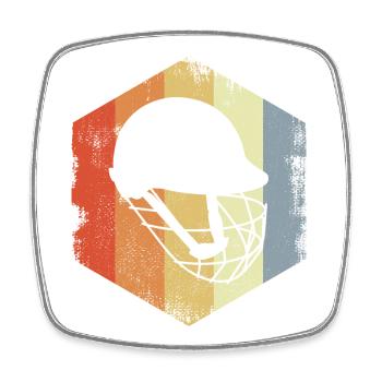 Vintage cricket helmet sketch - Square fridge magnet - white - Front