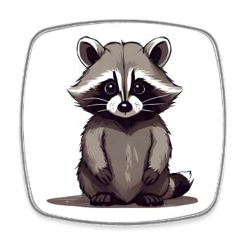 Waschbär sitzend - Viereckiger Kühlschrankmagnet - Weiß - Vorne