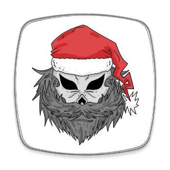 Weihnachtsmann Totenkopf - Viereckiger Kühlschrankmagnet - Weiß - Vorne