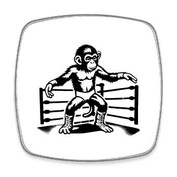Wrestling Monkey World - Viereckiger Kühlschrankmagnet - Weiß - Vorne