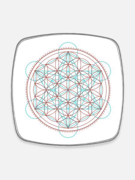 Vibrant Flower of Life Geometry - Square fridge magnet - white