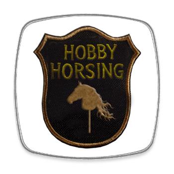 Hobby Horse Horsing Wappen - Viereckiger Kühlschrankmagnet - Weiß - Vorne