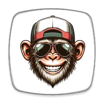 Drôle de singe - Magnet carré - blanc - Devant