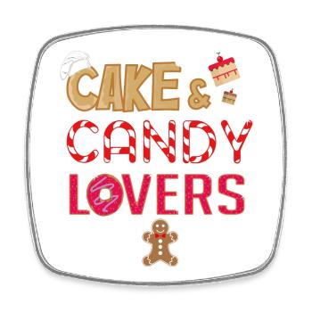 Cake & Candy Lovers T-Shirt - Square fridge magnet - white - Front