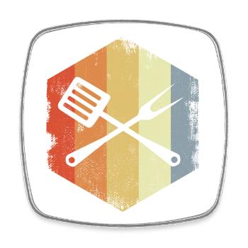 Retro Cooking Utensils - Square fridge magnet - white - Front