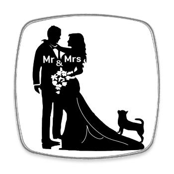 Jeunes mariés avec Chihuahua Chien Mariage Mariage - Magnet carré - blanc - Devant