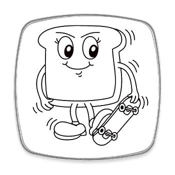 Toast mit Skateboard - Viereckiger Kühlschrankmagnet - Weiß - Vorne