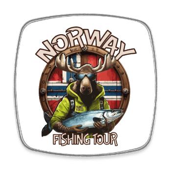 Norvège Fishing Tour - Orignal - Poisson - Magnet carré - blanc - Devant