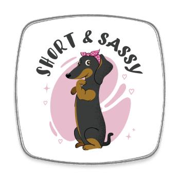 Short and Sassy Dachshund - Square fridge magnet - white - Front