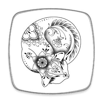 Floral ornamental mandala cat design - Square fridge magnet - white - Front