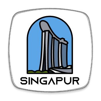 Singapore - Marina Bay Sands - Square fridge magnet - white - Front