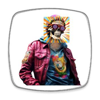 Skull With Pop Art - Square fridge magnet - white - Front