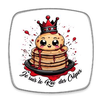 Je suis le roi des crêpes, meilleur cuisiner ! - Magnet carré - blanc - Devant
