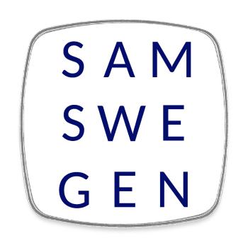 Samswegen Schriftzug - Viereckiger Kühlschrankmagnet - Weiß - Vorne