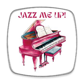 Jazz-Piano mit bunten Musiknoten - Viereckiger Kühlschrankmagnet - Weiß - Vorne