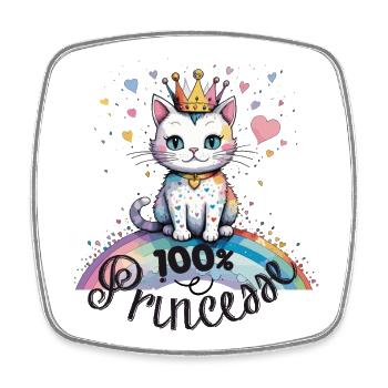 100% princesse, humour de chat ! - Magnet carré - blanc - Devant