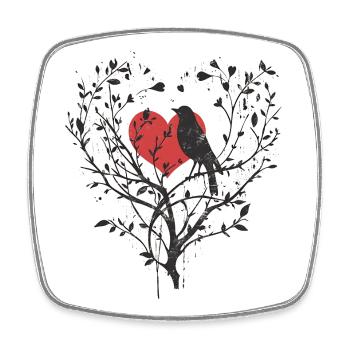 Tree with Heart and the Silhouette of a Bird, Love - Square fridge magnet - white - Front