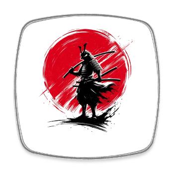 Japanese Samurai Silhouette Vintage Fighter - Square fridge magnet - white - Front