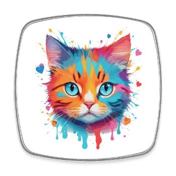 Niedliche Katze - Viereckiger Kühlschrankmagnet - Weiß - Vorne