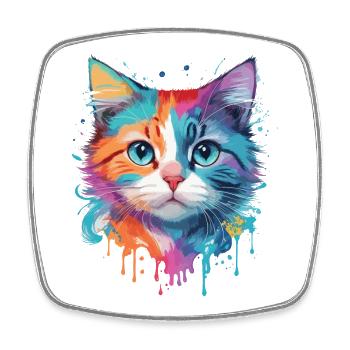 Niedliche Katze - Viereckiger Kühlschrankmagnet - Weiß - Vorne