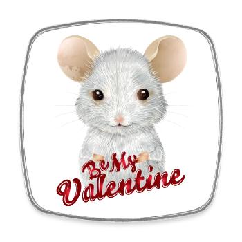 Souris blanche mignonne pour la Saint-Valentin - Magnet carré - blanc - Devant