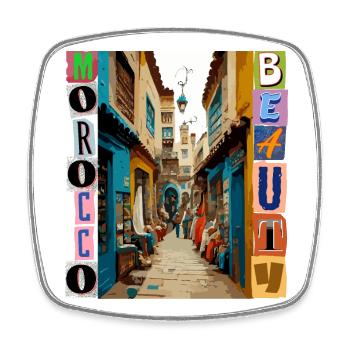 Vue colorée sur la rue avec ruines - Magnet carré - blanc - Devant
