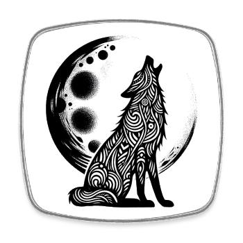 Wolf howls at the moon - Square fridge magnet - white - Front