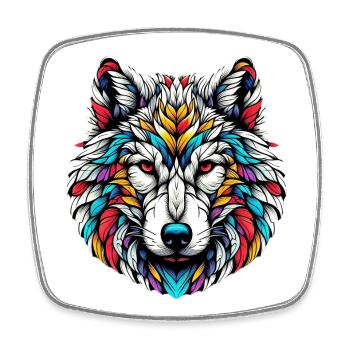 Loup - Magnet carré - blanc - Devant