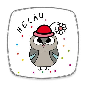 Helau Fasching Eule - Viereckiger Kühlschrankmagnet - Weiß - Vorne