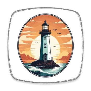 Lighthouse - Square fridge magnet - white - Front