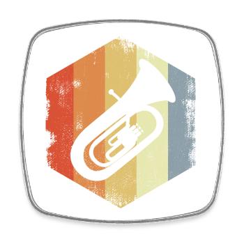 Vintage Tuba Sketch - Square fridge magnet - white - Front