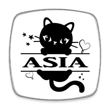T-Shirt Asia T-Shirt Katze Katze Katze - Viereckiger Kühlschrankmagnet - Weiß - Vorne