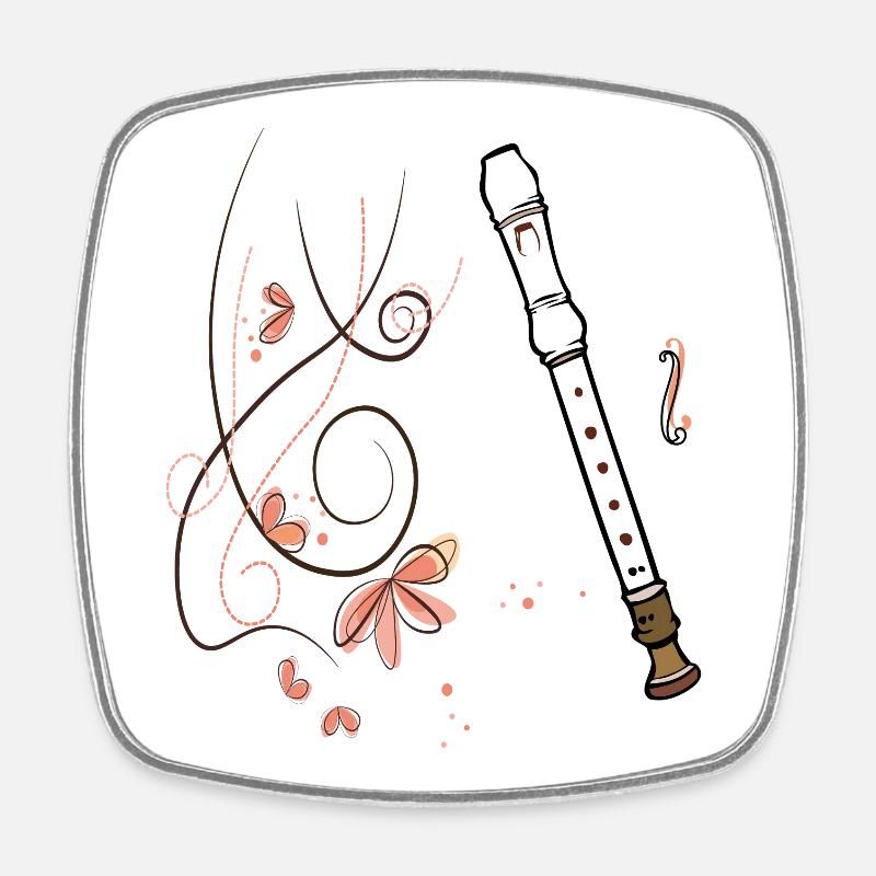 Recorder Music - Square fridge magnet - white