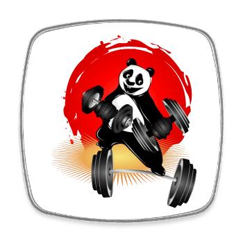 Bodybuilder Panda Bär mit Hanteln beim Training - Viereckiger Kühlschrankmagnet - Weiß - Vorne