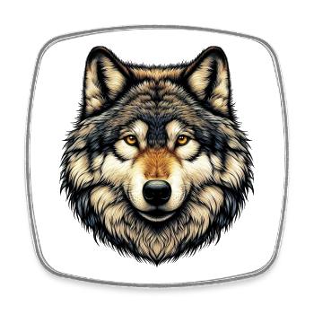 Loup - Magnet carré - blanc - Devant