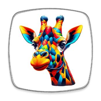 Giraffe colored and painted like Harlequin - Square fridge magnet - white - Front