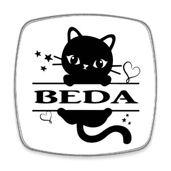 Bede t-shirt t-shirt idée cadeau chat chat Katze - Magnet carré - blanc - Devant