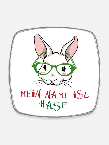 Mein Name ist Hase - Viereckiger Kühlschrankmagnet - Weiß