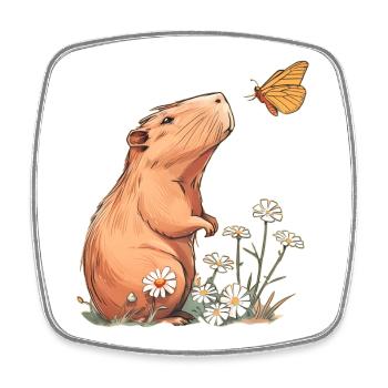 Capybara Butterfly - Square fridge magnet - white - Front