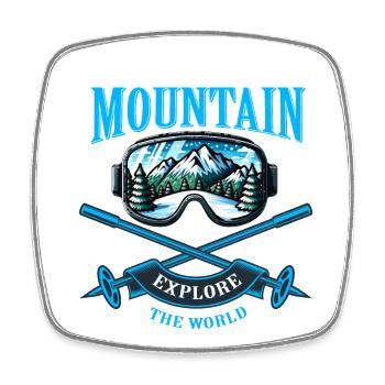 Winter Wonderland: Ski & Snowboard - Square fridge magnet - white - Front