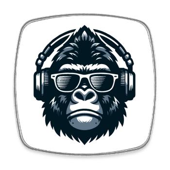 Gorilla DJ Headphones - Square fridge magnet - white - Front