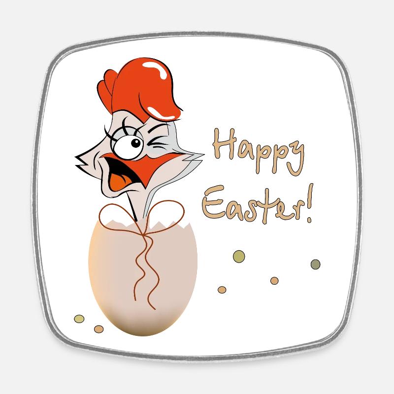 Happy Easter Hahn Ostern - Viereckiger Kühlschrankmagnet - Weiß