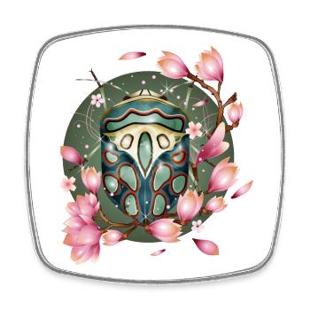 exotisches afrikanisches Krabbeltier mit Magnolien - Viereckiger Kühlschrankmagnet - Weiß - Vorne