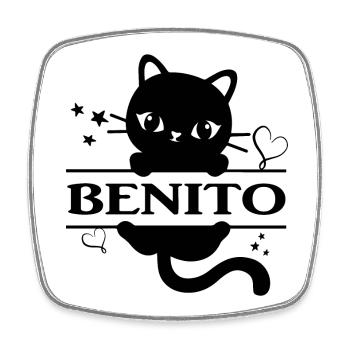 Benito t-shirt t-shirt Katze cat gift idea - Square fridge magnet - white - Front