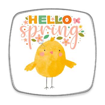 Rêve printanier humoristique au poulet - Magnet carré - blanc - Devant