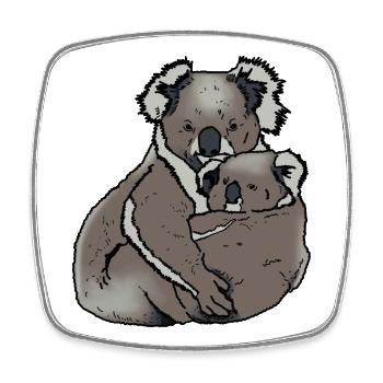 Koala - Mom with Baby - Square fridge magnet - white - Front