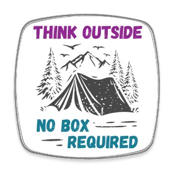 Camping, Wandern, Wald - Think outside, no box re - Viereckiger Kühlschrankmagnet - Weiß - Vorne